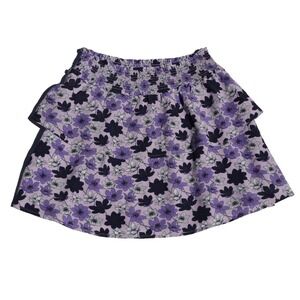 Vineyard Vines Girl's Skirt L Large Purple Floral Print Smocked Waist Lined